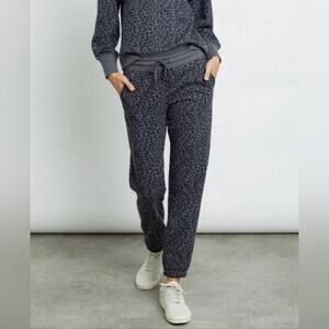 Rails Womens Kingston Charcoal Mini Cheetah French Terry Joggers Sz M Dark Grey